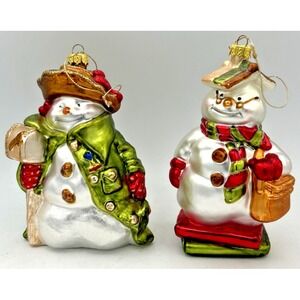 Robert Stanley Vintage Glass Snowman Ornament (Lot Of 2)